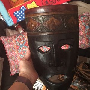 Indonesian wooden carved wall art mask